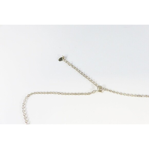 Adjustable 16 1/4" Sterling Silver Woven Gem Stone Necklace 2 1/2" Drop - Picture 5 of 9